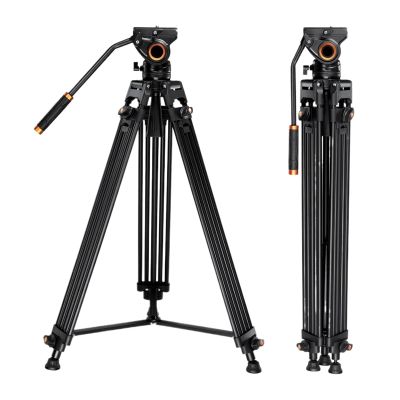 Tripod Stand, 72inch/1.8m Video Tripod Aluminum Transverse Center Column 17.6lbs/8KG with Fluid Head for DSLR Camcorders Camera