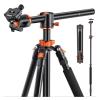 Tripod Stand, 94"/240cm Lightweight Overhead Travel Camera Tripod 22lbs/10kg Load Capacity with Detachable Monopod & Extension Arm view 1