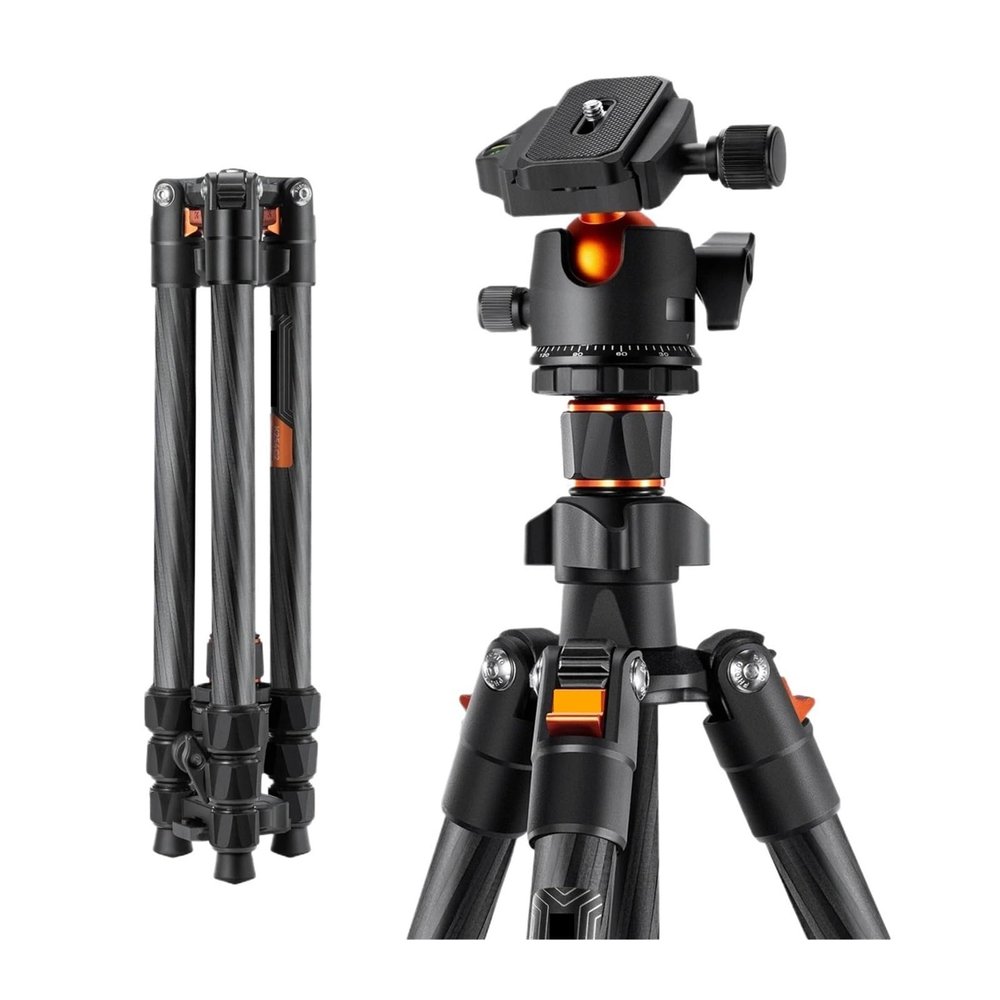 Tripod Stand, 64"/1.6m Carbon Fiber Lightweight Travel Tripod with 36mm Metal Ball Head 8kg/17.6lbs and Quick Release Plate