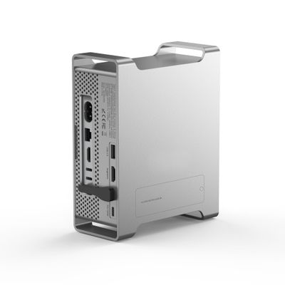 Bslemon Mac mini M4 / M4 Pro Dock, Vertical Stand with M.2 NVMe/SATA SSD Enclosure, 4K@60Hz HDMI, 10Gbps USB-C/A, SD/TF, 3.5mm Audio, 100W PD, Aluminum Docking Station