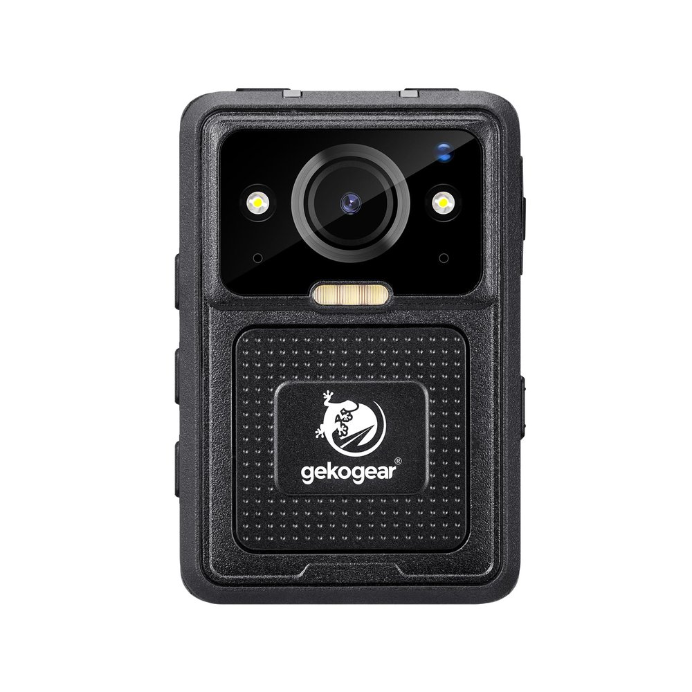 GekoGear Aegis 400 4K Ultra HD Body Camera with 140 Degree Wide Angle Lens 128GB Built-in Memory 10 Hour Recording GPS WiFi Night Vision IP67 Waterproof 2 Inch LCD