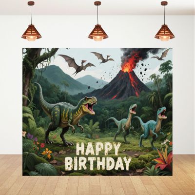 10x10ft Dinosaur Birthday Backdrop Dinosaur World Jurassic Happy Birthday Party Photography Background Birthday Party Decorations Photo Studio Props