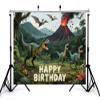 10x10ft Dinosaur Birthday Backdrop Dinosaur World Jurassic Happy Birthday Party Photography Background Birthday Party Decorations Photo Studio Props view 3