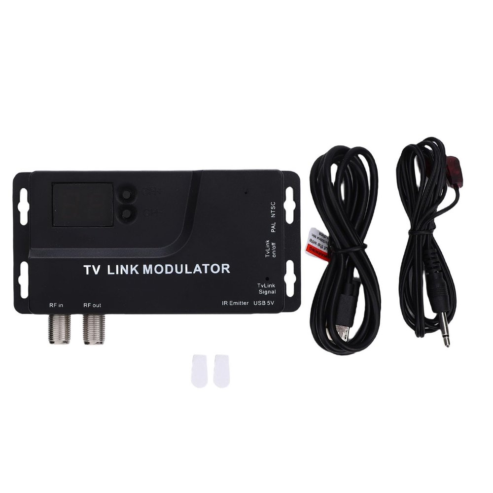 CHEOTIME HDMI to RF Modulator VHF UHF AV to RF Coaxial Adapter Converts Standard Definition Signals for TV PAL NTSC Format Home TV Audio Video, F Female Connectors