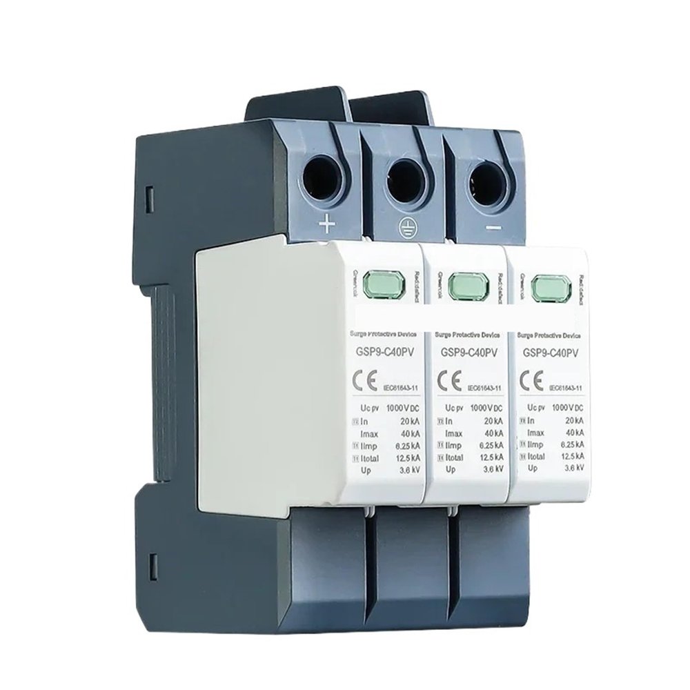 1pc GSP9 3P Solar PV Low Voltage SPD Din Rail 600V 1000V 1500V 40KA Surge Arrester Protector(3P 1500VDC)