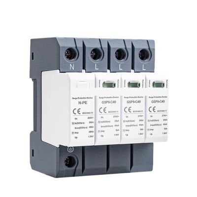 1pc GSP9 4Pole Surge Protector 20KA-40KA SPD AC275V AC385V 400V 440V SPD House Surge Protector 1P+NPE Din Rail(3P NPE AC275V 40KA)