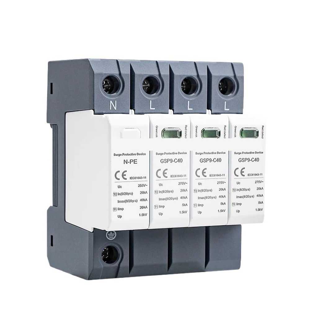 1pc GSP9 4Pole Surge Protector 20KA-40KA SPD AC275V AC385V 400V 440V SPD House Surge Protector 1P+NPE Din Rail(3P NPE AC275V 40KA)
