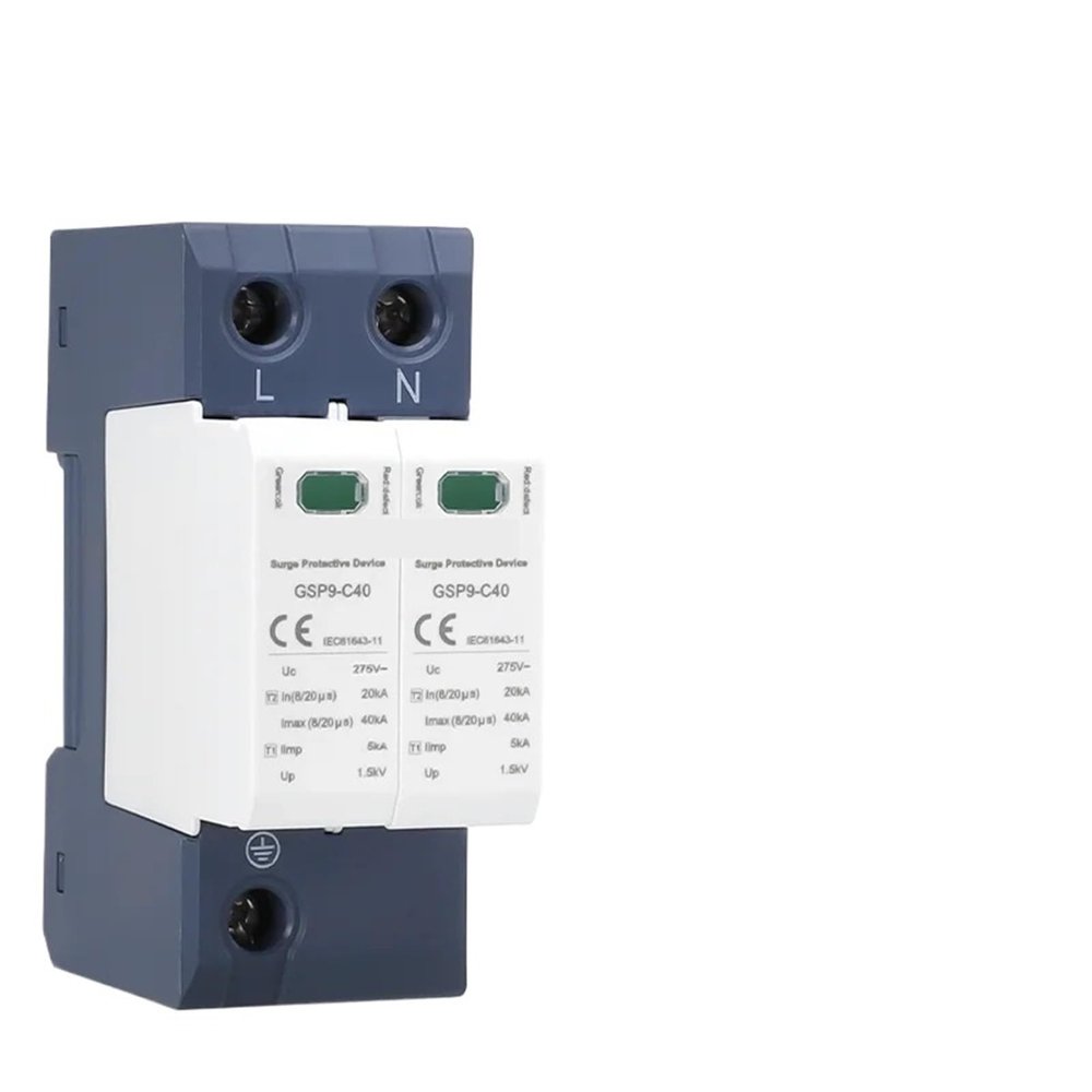 1pc AC SPD 40KA 385V 275V T1 T2 House Surge Protector Protective Solar Low-Voltage Arrester Device(2P 275V 40KA)