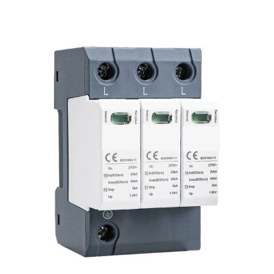 1pc GSP9 40KA SPD 3P AC275V AC385V 400V 440V Din Rail Surge Protector Protection Protective Low-Voltage Arrester Device(3P AC400V 40KA)