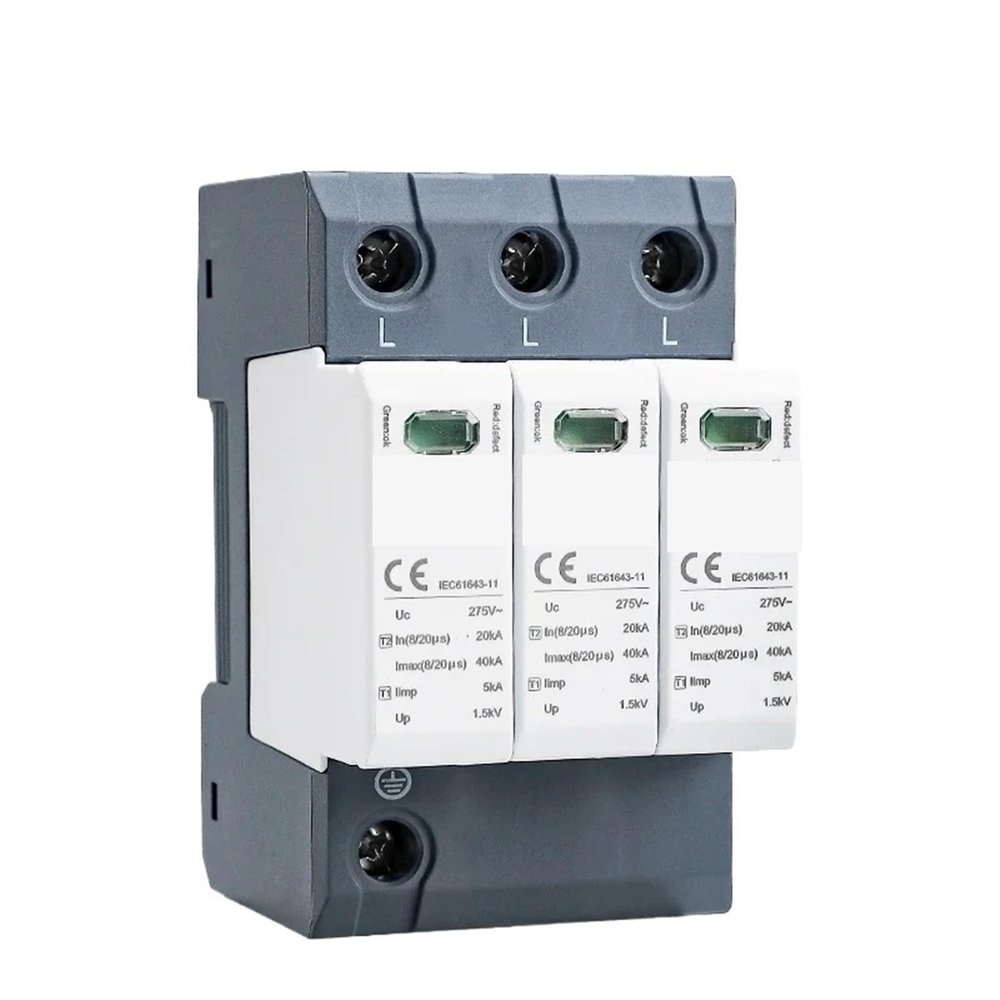 1pc GSP9 40KA SPD 3P AC275V AC385V 400V 440V Din Rail Surge Protector Protection Protective Low-Voltage Arrester Device(3P AC400V 40KA)