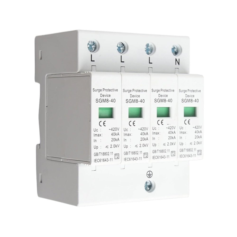 1pc 4P 20KA-40KA House Surge Din Rail Low-Voltage Protector Arrester Device for Thunder Protection
