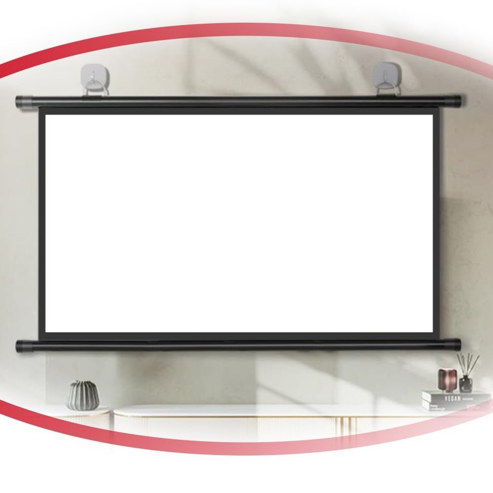 BEVUPAAERE Portable Projector Screen Manual Pull Up Movies Screen 60" 72" 3D 4K HD Projection Screen for Outdoor Home Theater Office(72inch 16:9)