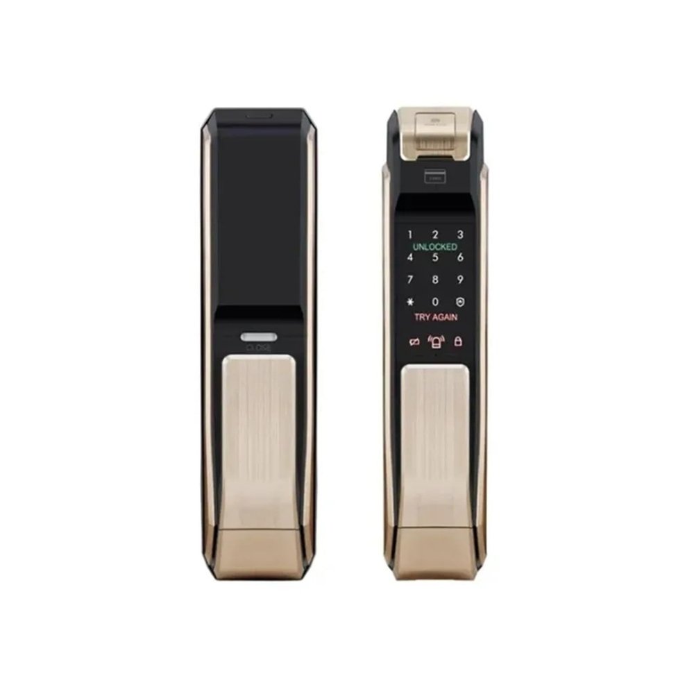 Compatible for Samsung SHS-P718 Smart Home Lock Digital Fingerprint Password Keyless Lock Gold Color English Version(718 Golden Push)