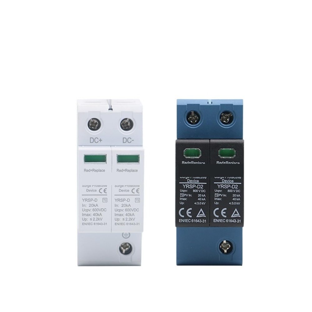 1pc 2P 20-40KA 600V 800V Surge Protective Device Low-Voltage Arrester House din Rail 2 Poles Protector YRSP-D2/T2(2P 800V,White CE)