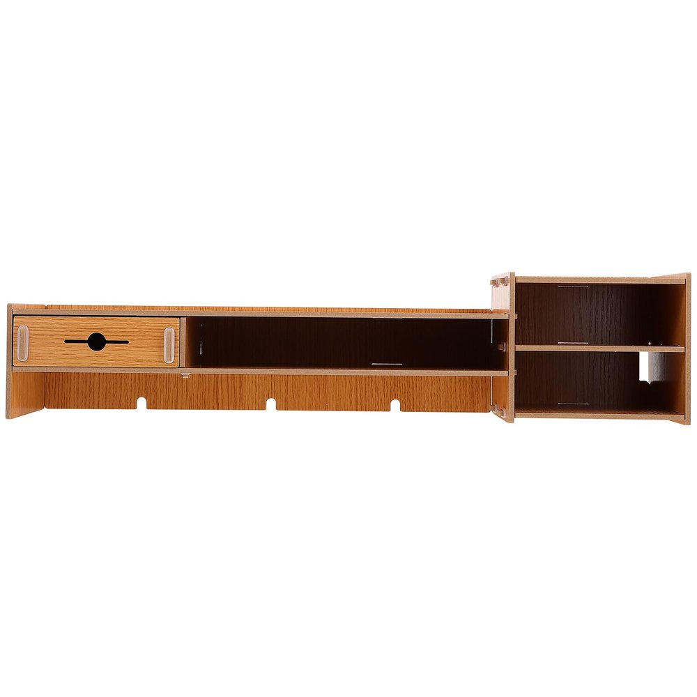 ARTIBETTER Computer Monitor Heightening Rack with Drawer, Desktop Office Desk Stand Organizer for Storage and Monitor Riser, Space-saving Computer Shelf for Workstation in Light Wood Finish