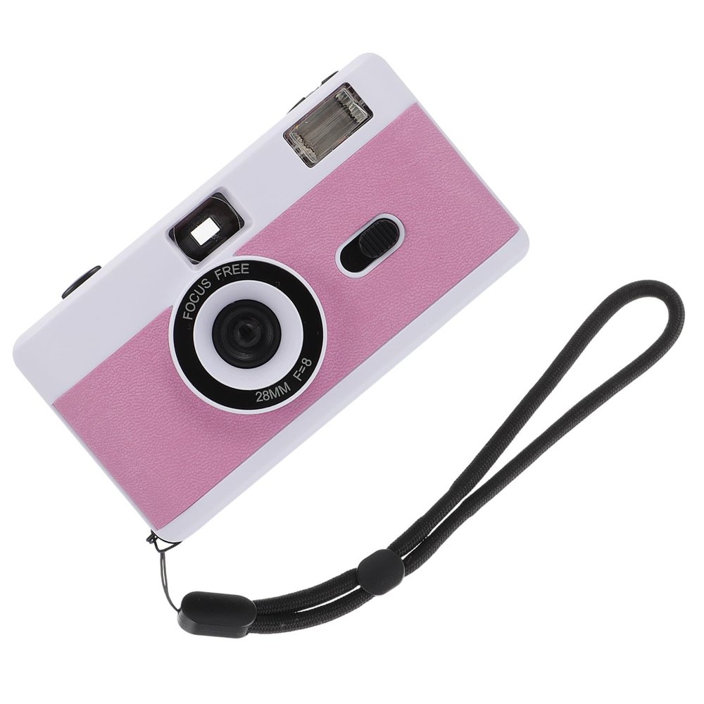 JEWEDECO Retro 35mm Film Camera for Beginners Vintage Abs Plastic Build-in Flash Reusable Point Shoot Camera White Pink Purple for Travel Photography