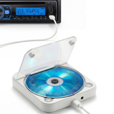 DriveGroove CD Player for Car with USB AUX Port Bluetooth, Portable External CD Drive for Auto, Plug & Play, Anti-Skip, Resume Playback - 3 Connection Methods Compatible with Most Vehicles