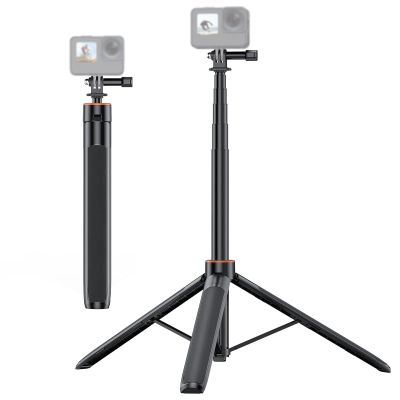KIMISS Selfie Stick Tripod Extendable Aluminum Alloy Stand for Action Camera 54 Inch Adjustable Portable Travel Photography Vlogging Black
