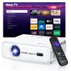 Aurzen D1R Smart Projector Bundle with Carrying Case, Roku Streaming Experience Built-in, 1080P FHD, Dolby Audio, White (2 Items) view 2