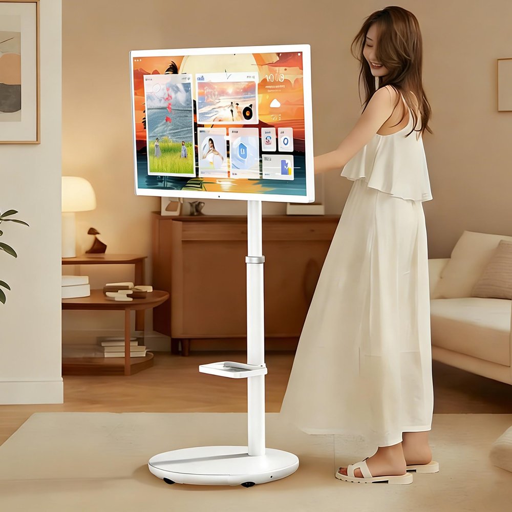 SHAHRYAR 27"/32" Portable Tv with IPS Touch Screen | 1080p/4k Tv On Wheels | 7 h Video Play Time | Android Os | Full Swivel Rotation | Remote Control | 13MP Webcam 27"-4KFHD