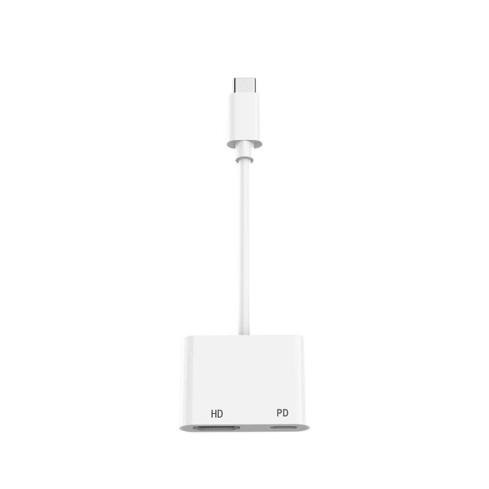 AIRSKY USB-C Digital Av Multiport Adapter, USB C to HDMI Adapter for iPhone 15/16 to TV, Compatible with iPhone 16/15 Ipad pro Mackbook Pro (White2in1USB C to HDMI Adapter)