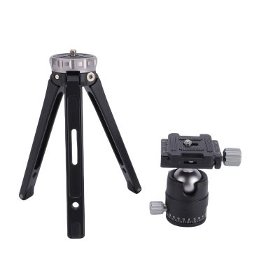 Gugxiom Aluminum Desktop Mini Tripod with 360 Ball Head, Arca Swiss Quick Release Plate Tabletop Camera Stand for DSLR Vlogging, 11lbs Load Adjustable Height Macro Video (Gray)
