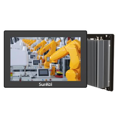 SunKol 10.1 inch Narrow Bezel Industrial Panel PC, Fanless Embedded Touchscreen, I5-7200U, 8GB DDR3 RAM 256GB SSD, IP65 Front, Windows 10 Pro, VESA Mount for Warehouse, Logistics, Automation