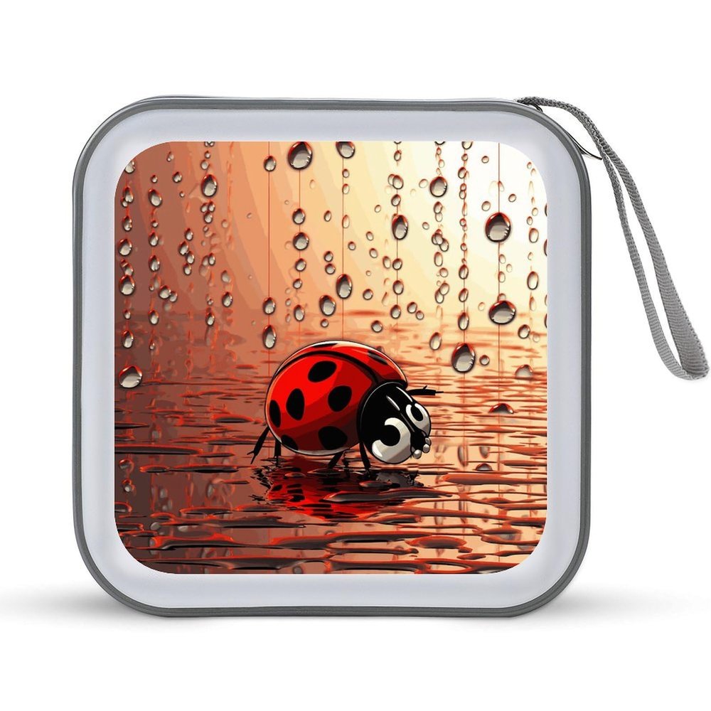 LPSBVNM 40-Sheet Capacity CD Case Storage Bag,Art Ladybug Tracks Printed Large Capacity CD Protective Storage Organizer Portable DVD Case for Car, Home,Office,Travel