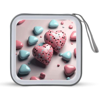 LPSBVNM 40-Sheet Capacity CD Case Storage Bag,Heart Shaped Shape Printed Large Capacity CD Protective Storage Organizer Portable DVD Case for Car, Home,Office,Travel