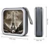 LPSBVNM 40-Sheet Capacity CD Case Storage Bag,Paris Eiffel Tower Printed Large Capacity CD Protective Storage Organizer Portable DVD Case for Car, Home,Office,Travel view 2