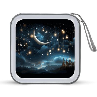 LPSBVNM 40-Sheet Capacity CD Case Storage Bag,Nightsky Hanging Moon Stars Printed Large Capacity CD Protective Storage Organizer Portable DVD Case for Car, Home,Office,Travel