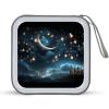 LPSBVNM 40-Sheet Capacity CD Case Storage Bag,Nightsky Hanging Moon Stars Printed Large Capacity CD Protective Storage Organizer Portable DVD Case for Car, Home,Office,Travel view 1