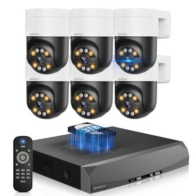 2-Way Audio & Auto Tracking4K Outdoor Wired Security Camera System,360 Degrees Security PTZ IP Cameras,Surveillance Video Equipment, Surveillance DVR Kits