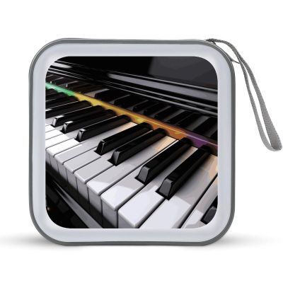 LPSBVNM 40-Sheet Capacity CD Case Storage Bag,Piano Key Printed Large Capacity CD Protective Storage Organizer Portable DVD Case for Car, Home,Office,Travel