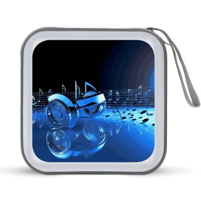 LPSBVNM 40-Sheet Capacity CD Case Storage Bag,Blue Music Printed Large Capacity CD Protective Storage Organizer Portable DVD Case for Car, Home,Office,Travel