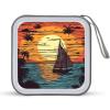 LPSBVNM 40-Sheet Capacity CD Case Storage Bag,Sunset And Sailboat Printed Large Capacity CD Protective Storage Organizer Portable DVD Case for Car, Home,Office,Travel view 1