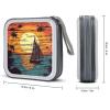 LPSBVNM 40-Sheet Capacity CD Case Storage Bag,Sunset And Sailboat Printed Large Capacity CD Protective Storage Organizer Portable DVD Case for Car, Home,Office,Travel view 2