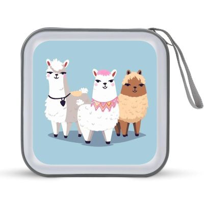 LPSBVNM 40-Sheet Capacity CD Case Storage Bag,Cute Alpacas Printed Large Capacity CD Protective Storage Organizer Portable DVD Case for Car, Home,Office,Travel