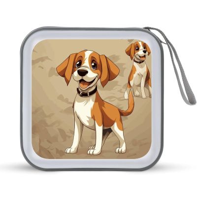 LPSBVNM 40-Sheet Capacity CD Case Storage Bag,Cartoon Beagle Dogs Printed Large Capacity CD Protective Storage Organizer Portable DVD Case for Car, Home,Office,Travel