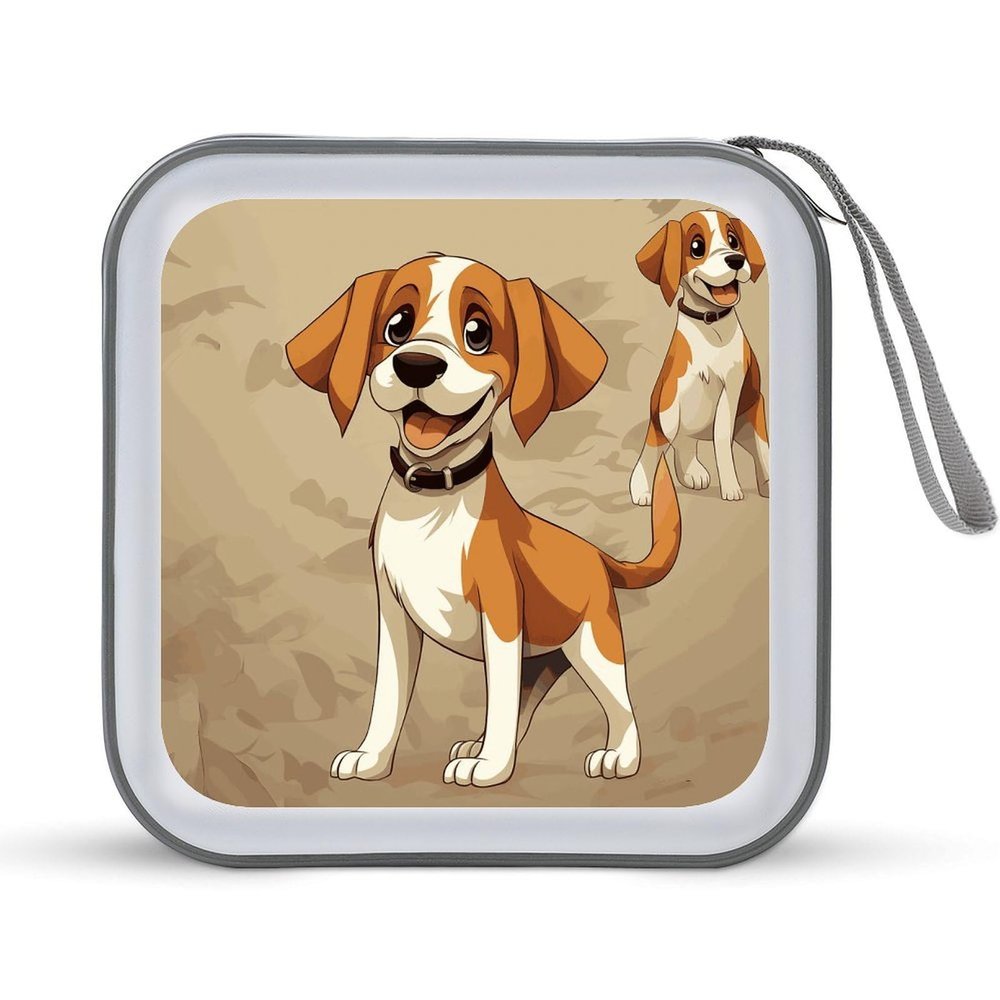 LPSBVNM 40-Sheet Capacity CD Case Storage Bag,Cartoon Beagle Dogs Printed Large Capacity CD Protective Storage Organizer Portable DVD Case for Car, Home,Office,Travel
