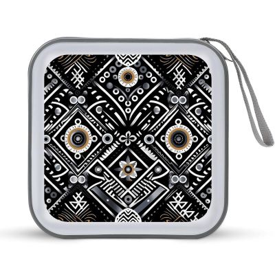 LPSBVNM 40-Sheet Capacity CD Case Storage Bag,Black White Pattern Printed Large Capacity CD Protective Storage Organizer Portable DVD Case for Car, Home,Office,Travel