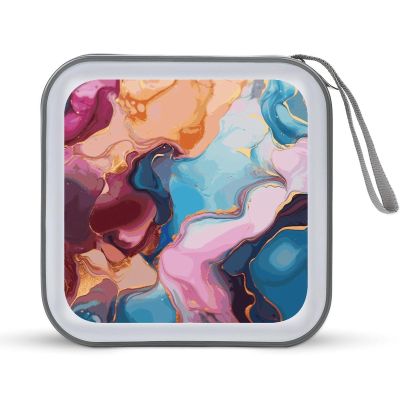 LPSBVNM 40-Sheet Capacity CD Case Storage Bag,Colorful Marble Printed Large Capacity CD Protective Storage Organizer Portable DVD Case for Car, Home,Office,Travel