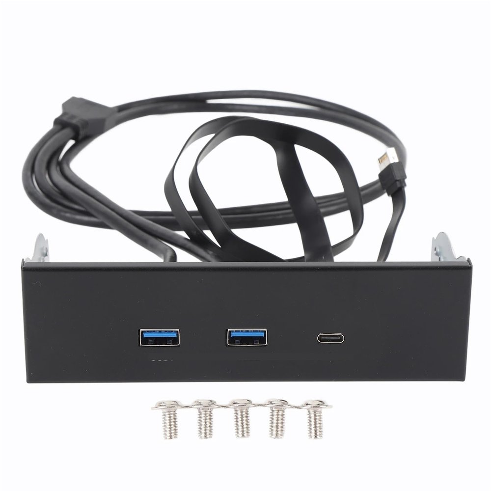 USB 3.2 Gen2x2 Front Panel Hub, 5.25 Inch Optical Drive Bay Extension, 3 Ports (USB-A/Type-C), 19 Pin, 20Gbps Data Transfer for PC Computer