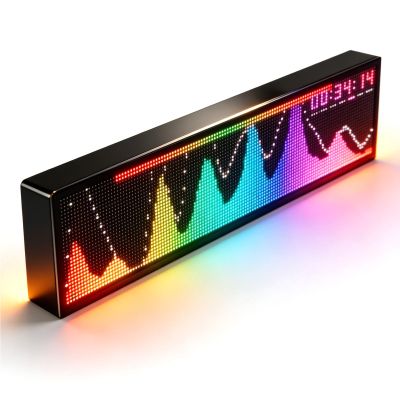 High Precision Music Analyzer - Digital Clock & Visualizer with 36 Display Styles, 16 Colors, AUX & Cordless Input - Perfect Home Decor for Music Lovers