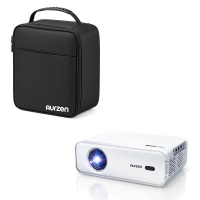 Aurzen EAZZE D1 Projector Bundle with Carrying Case, Netflix-Officially-Licensed, Auto Focus & Keystone, DoIby Audio, Native 1080P Movie, Portable Outdoor Mini Projector, White (2 Items)
