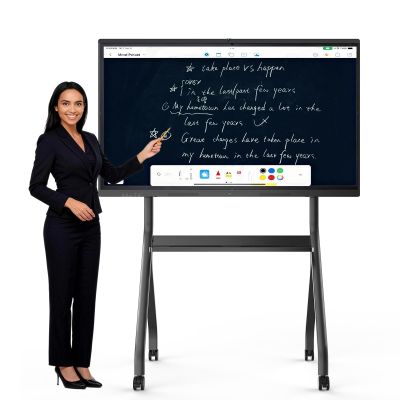 LIKVIDIU 65'' 4K UHD Interactive Touchscreen Smart Board, Android 14 Wireless Digital Whiteboard with Open App Ecosystem, Wall-Mounted Smartboard for Classroom Home Office Studio