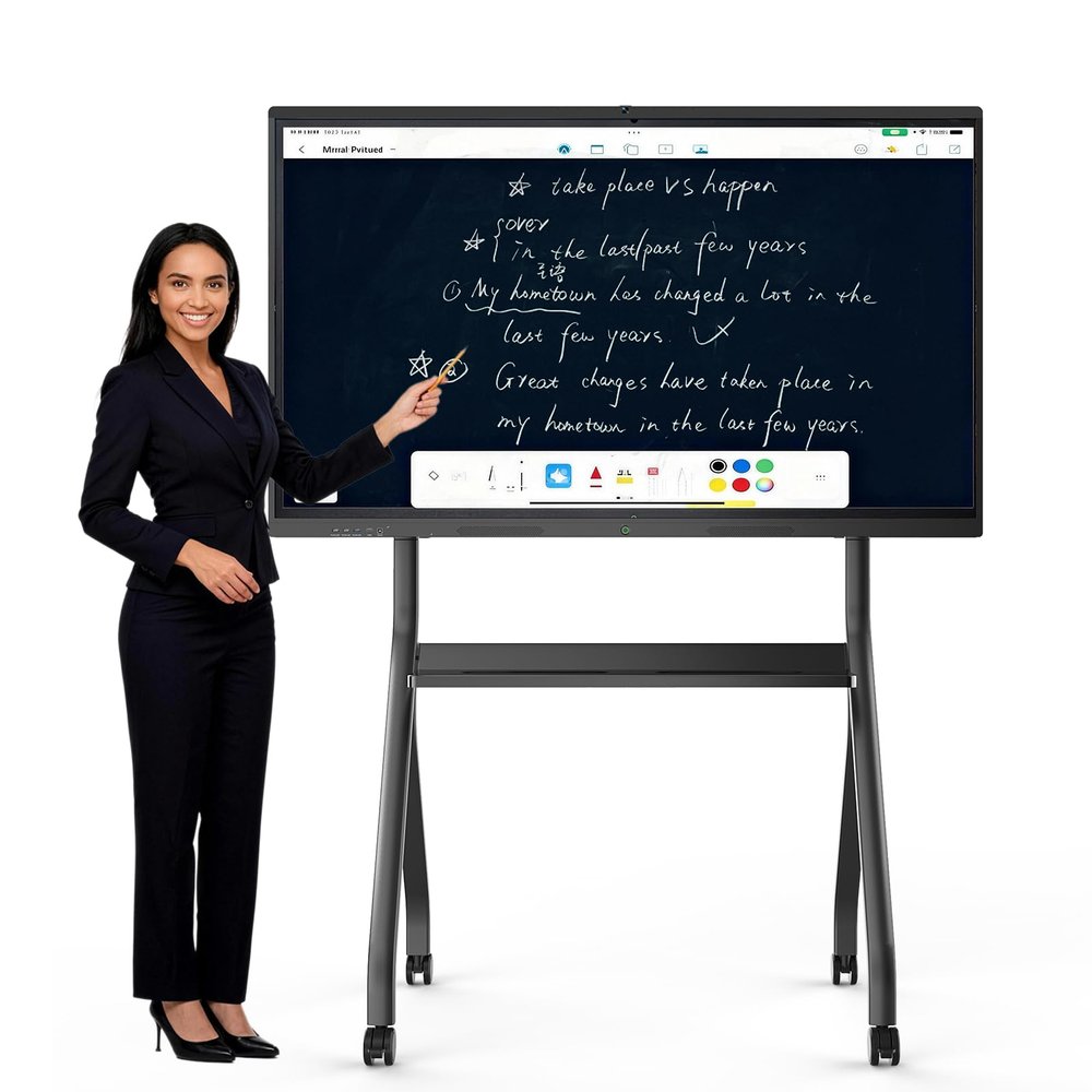 LIKVIDIU 65'' 4K UHD Interactive Touchscreen Smart Board, Android 14 Wireless Digital Whiteboard with Open App Ecosystem, Wall-Mounted Smartboard for Classroom Home Office Studio