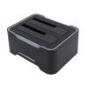 GOWENIC USB 3.0 to SATA Dual Bay Hard Drive Docking Station, for 2.5in/3.5in HDD SSD, with Hard Drive Duplicator / Cloner Function, RGB Light, 20TB Support (US Plug) view 1