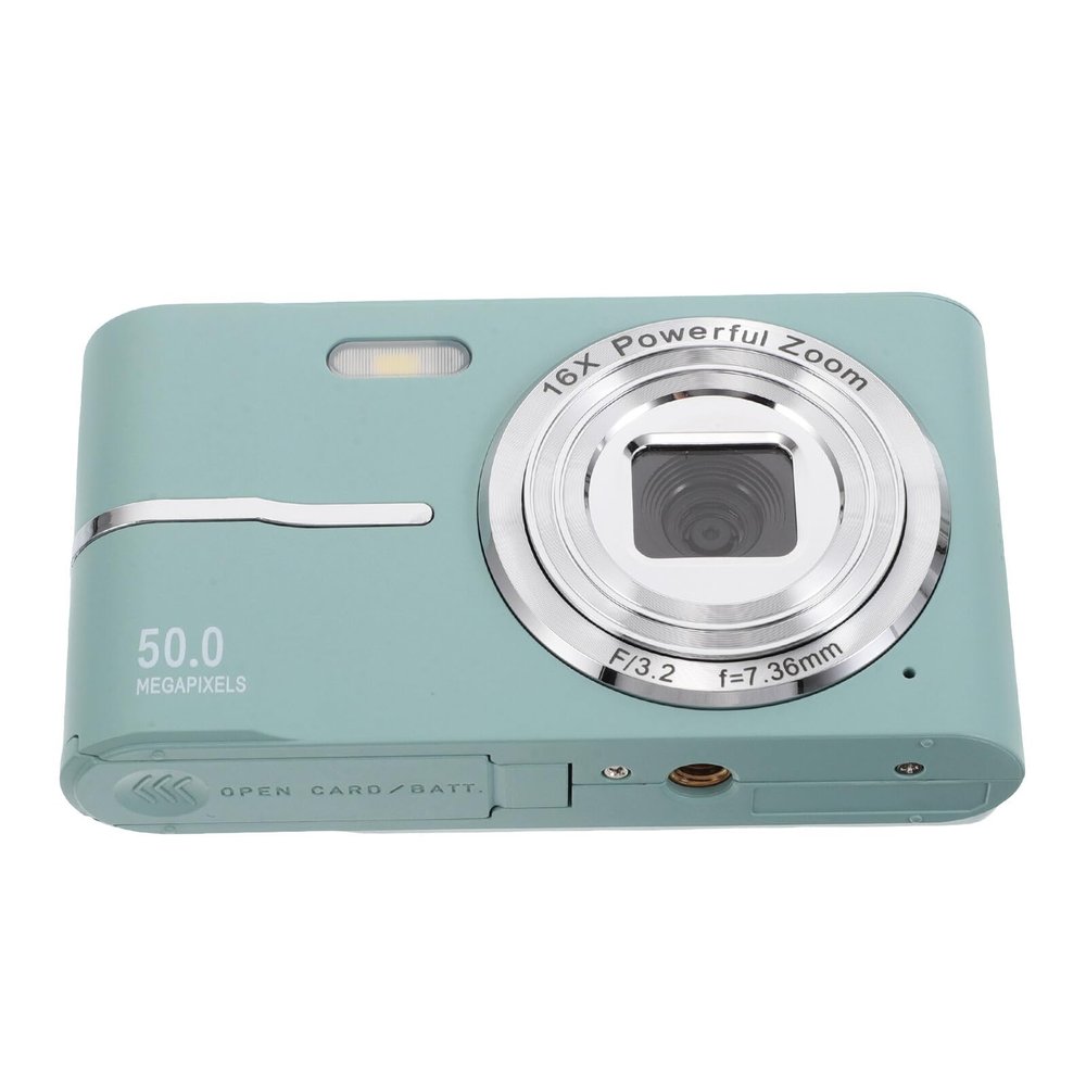 Zerodeko Mini Digital Camera for Beginners Portable 16x Zoom Vlogging Camera Lightweight Travel and Family Use Cute Green Compact for Teens and Adults