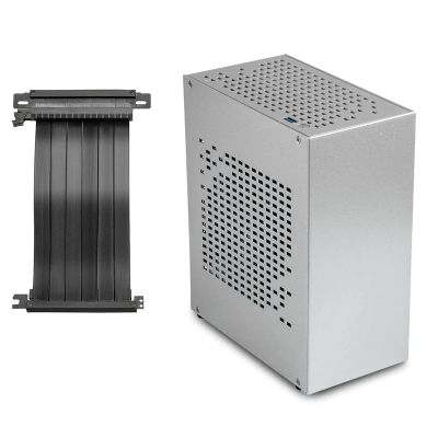 Aluminum HTPC Mini ITX Computer Case, Supports RTX2070/I5, PCIE 3.0 Cable & 1U PSU, Compact Gaming & Home Theater Chassis(Silver)